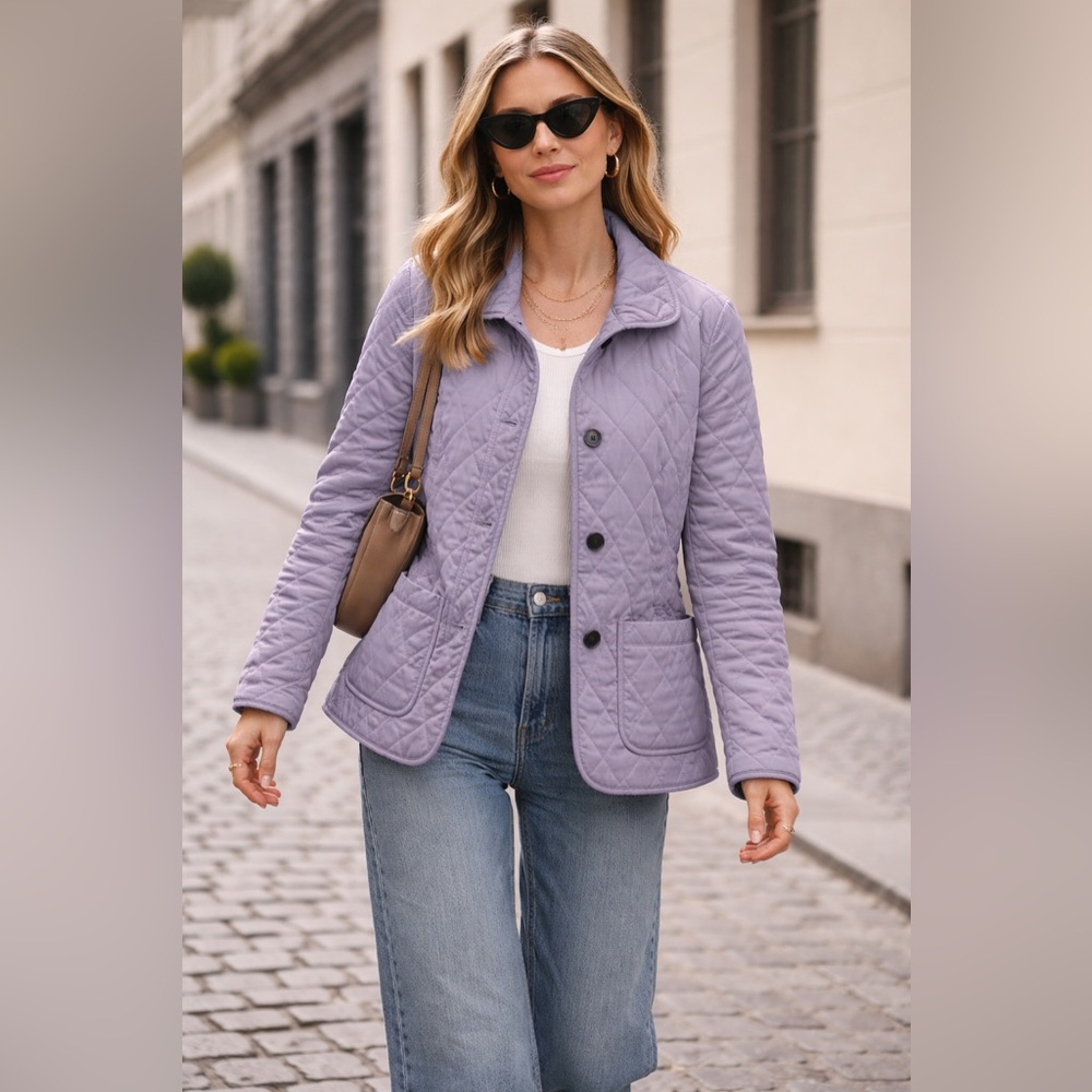 LAFAYETTE 148 New York Lavender Purple Quilted Jacket Size 8